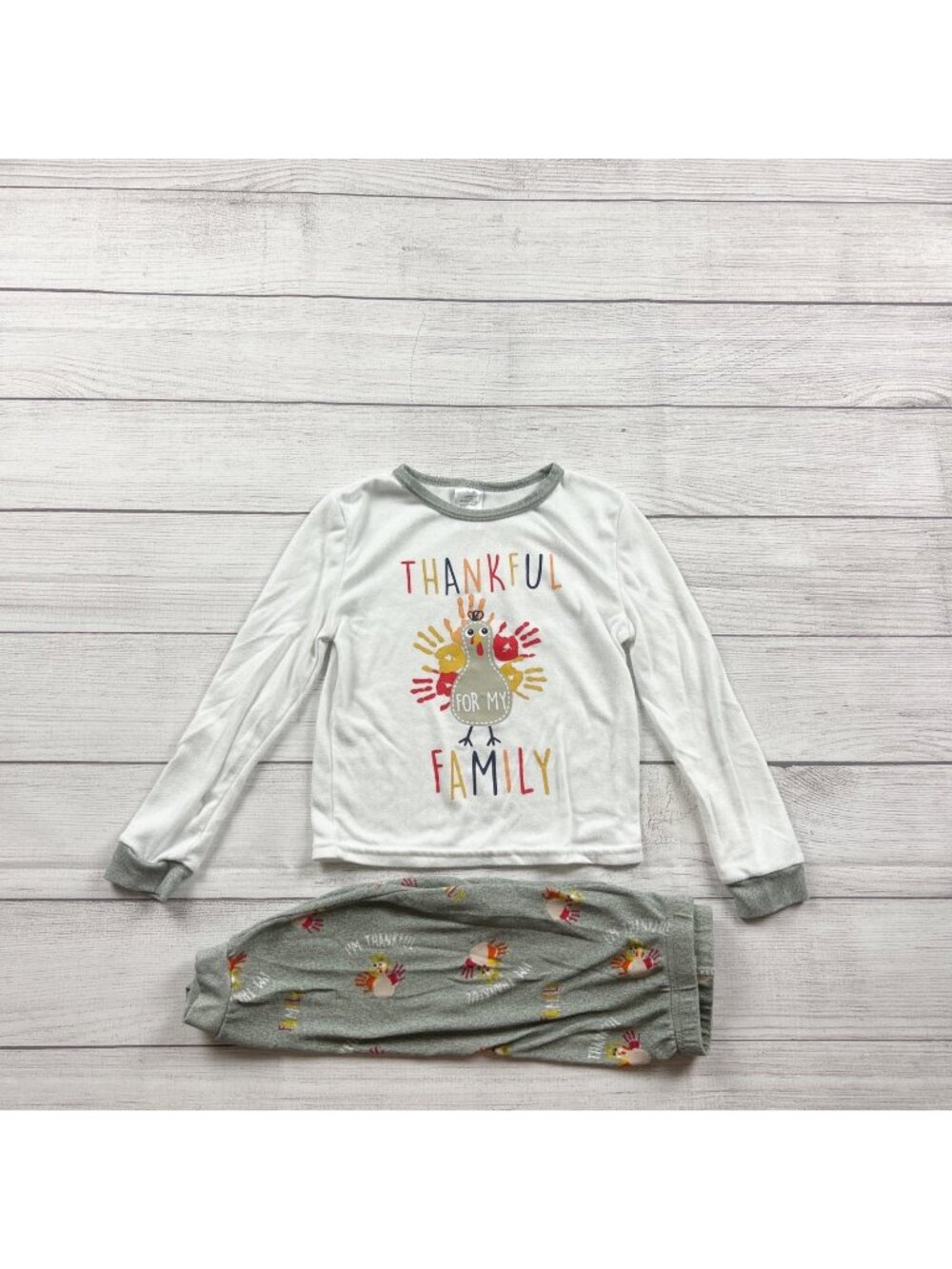 Modern Kids "Thankful For My Family" Toddler Pajamas Set Turkey Print 2T